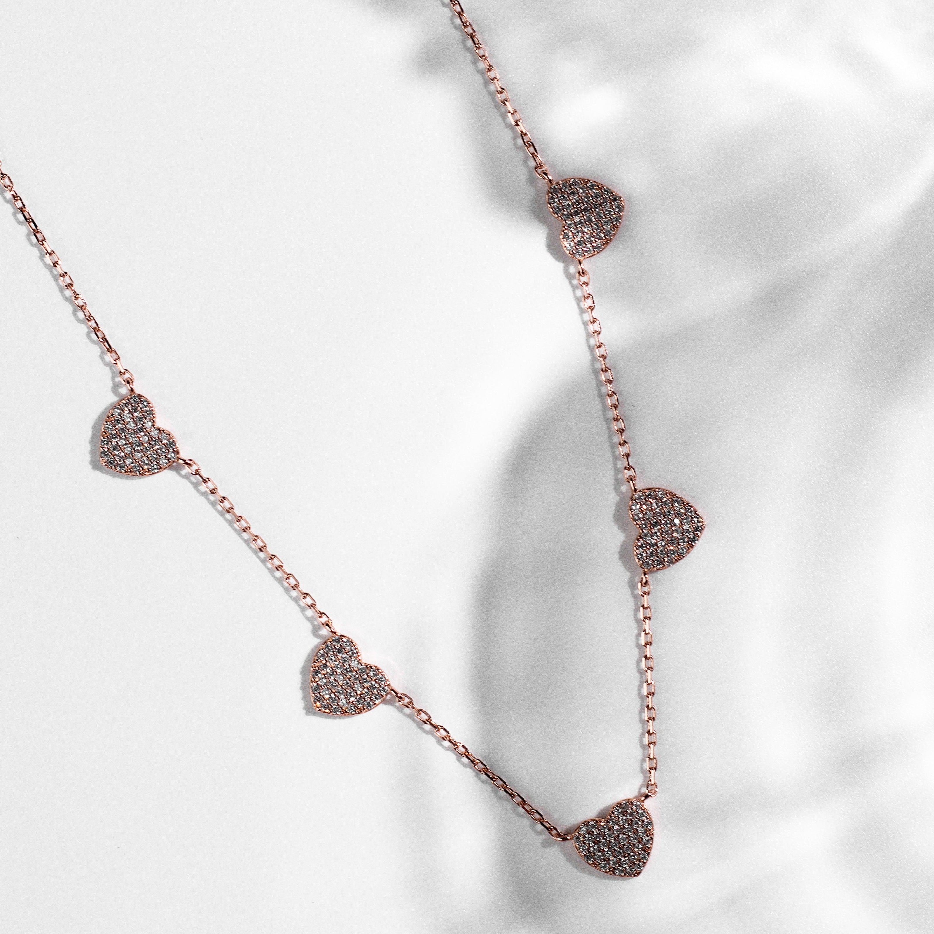 Necklace Heart Chain Sterling Silver 925 Rose Gold