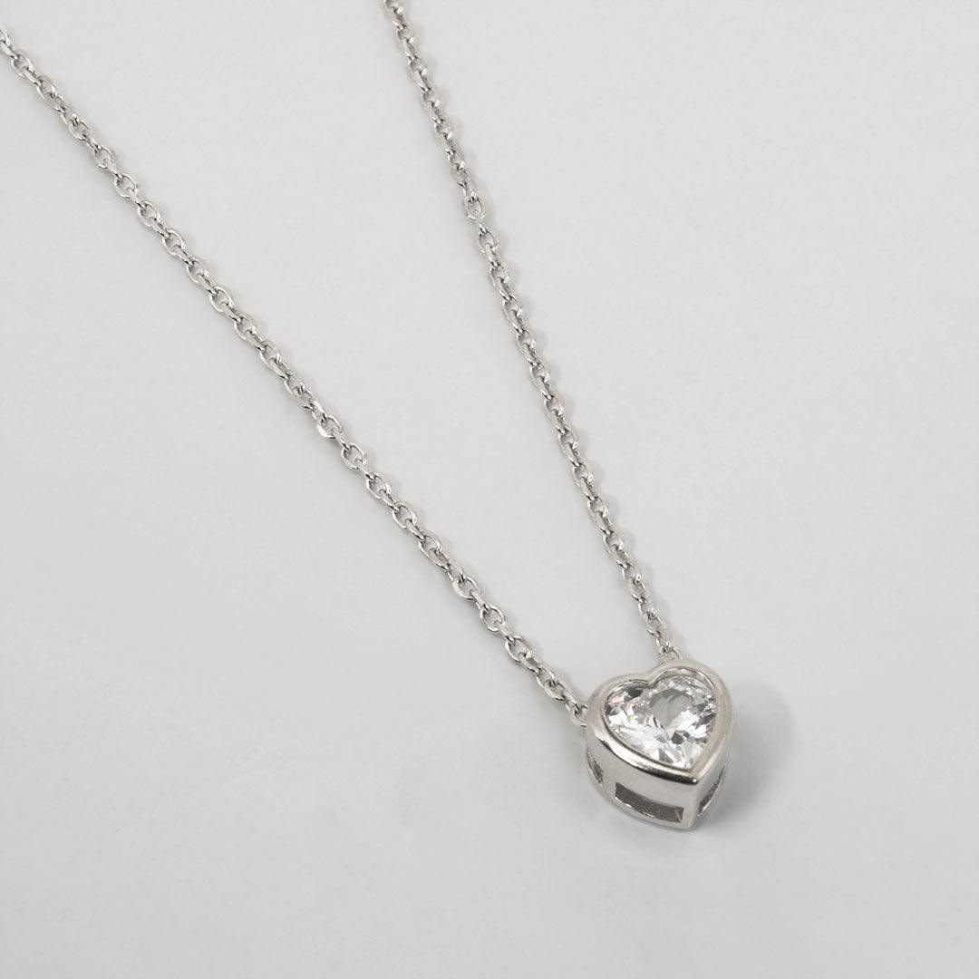 Enchanted Heartbeat Solitaire Charm 925 Silver Necklace