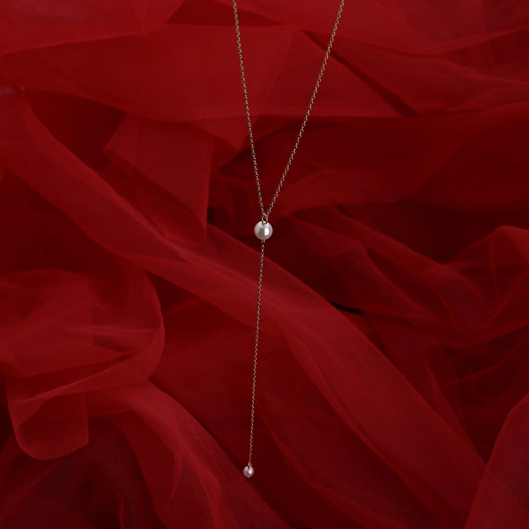 Eternal Embrace Duo Pearl Drop 925 Silver Necklace