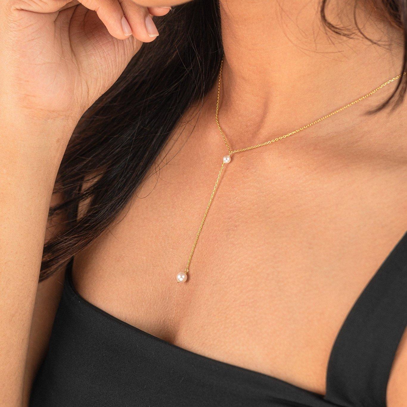 Eternal Embrace Duo Pearl Drop 925 Silver Necklace