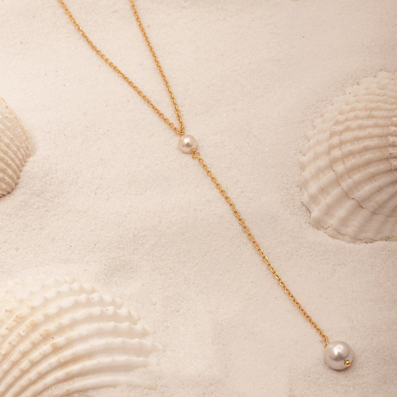 Eternal Embrace Duo Pearl Drop 925 Silver Necklace