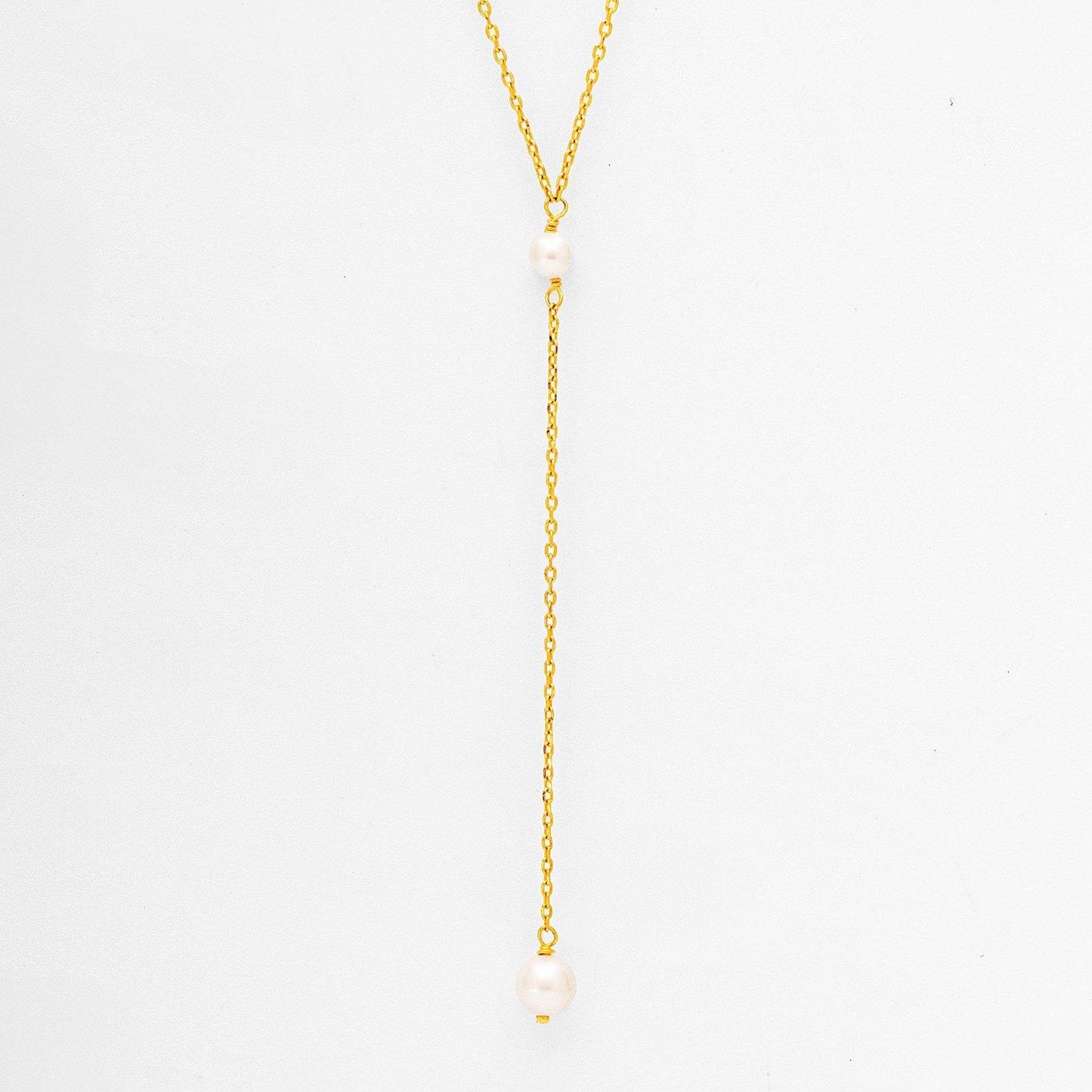 Eternal Embrace Duo Pearl Drop 925 Silver Necklace