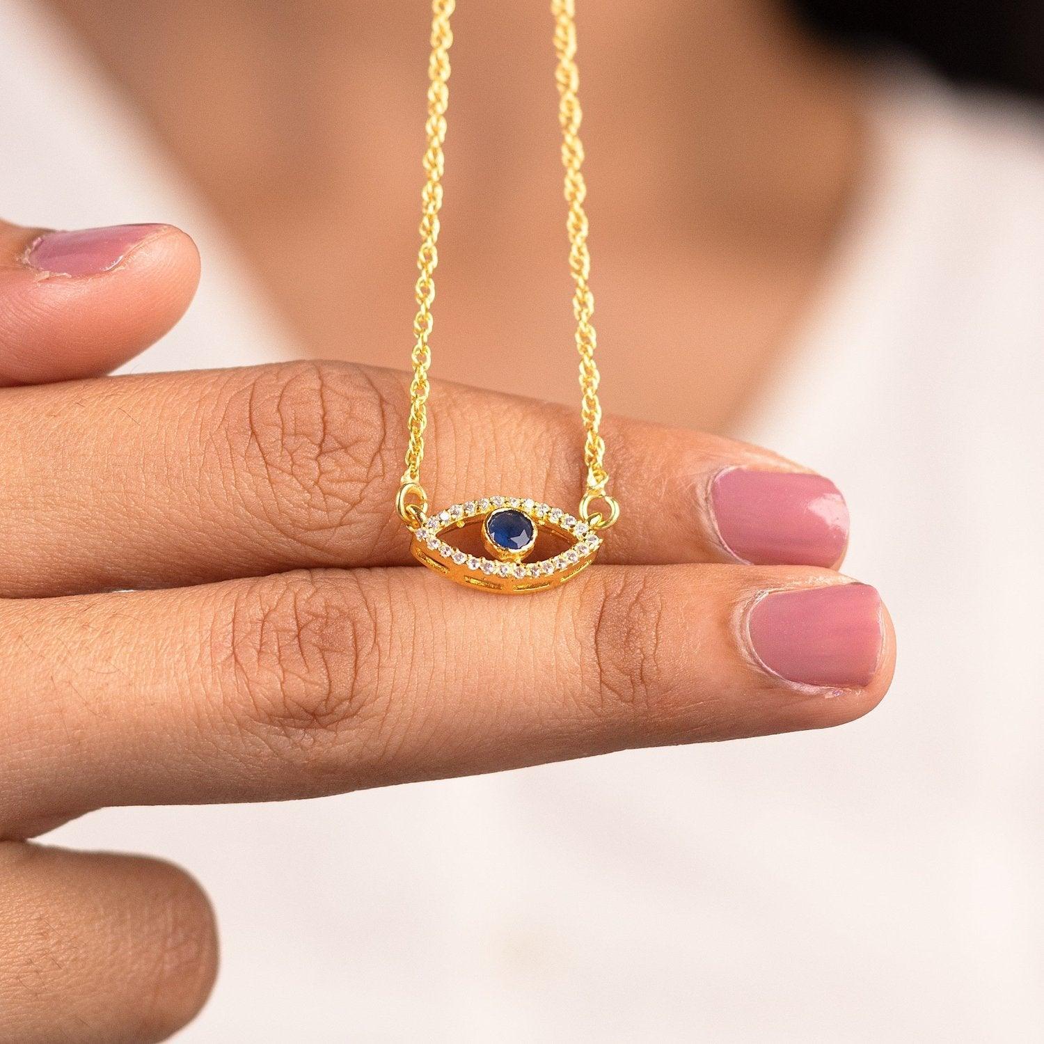 Evil Eye Charm 18K Gold Plated 925 Silver Necklace