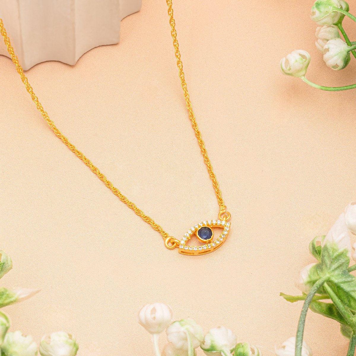 Evil Eye Charm 18K Gold Plated 925 Silver Necklace