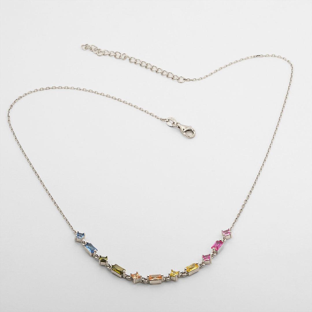 Joyful Radiance Rainbow Stone Necklace in Sterling Silver