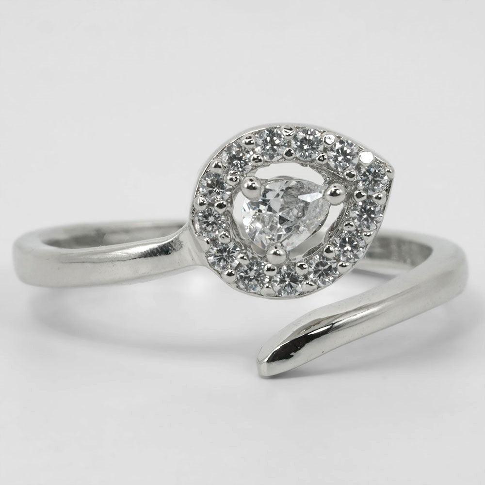 Premium Zirconia 925 Silver Ring - Raindrop Sparkle