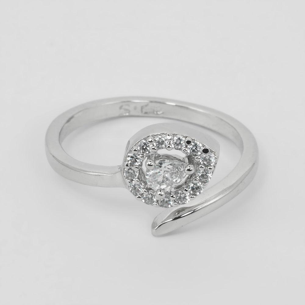 Premium Zirconia 925 Silver Ring - Raindrop Sparkle