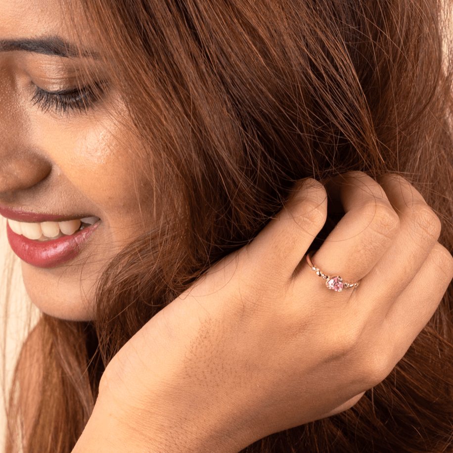 Rosegold Adjustable Ring - Minimal Pink Heartbeat 925 Silver