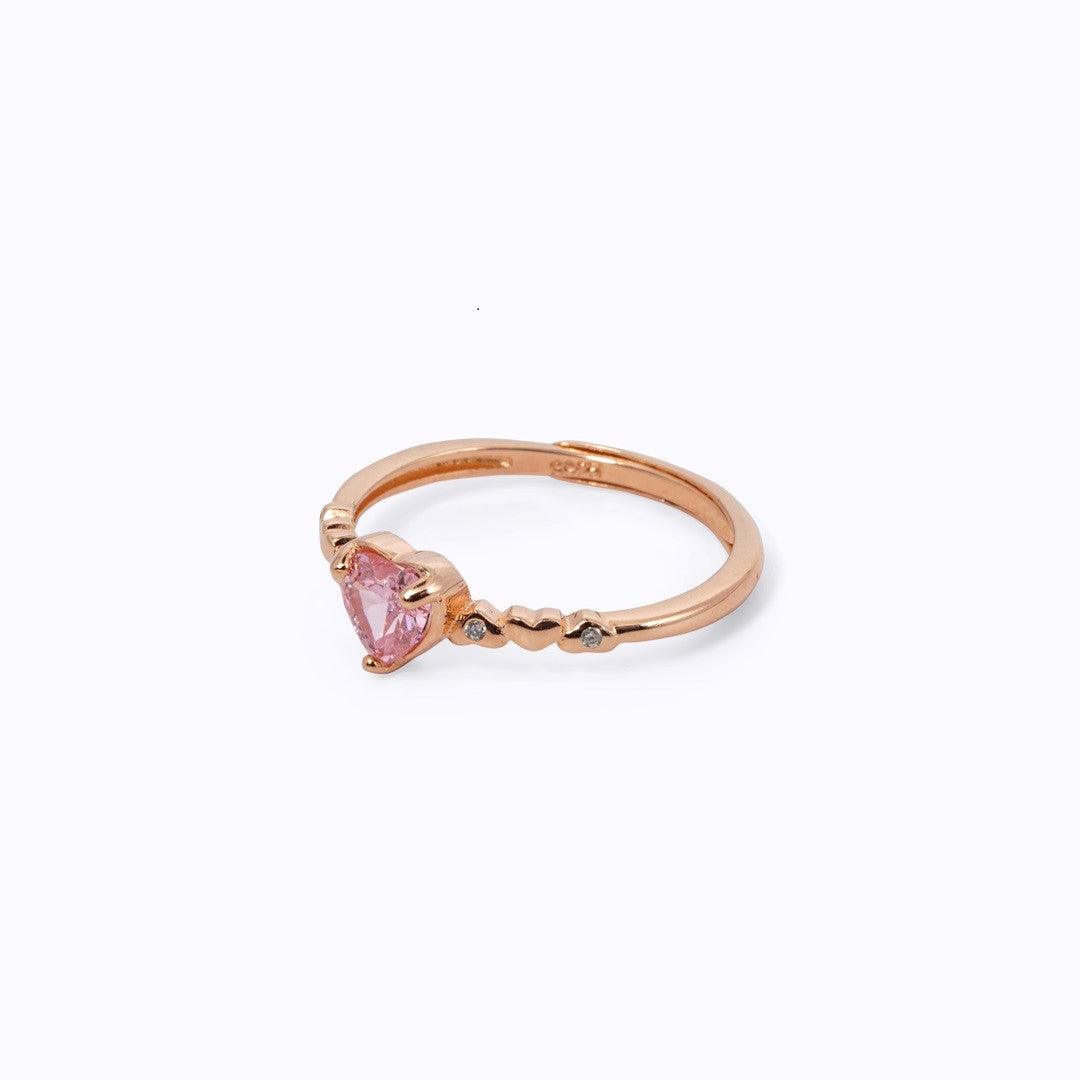 Rosegold Adjustable Ring - Minimal Pink Heartbeat 925 Silver