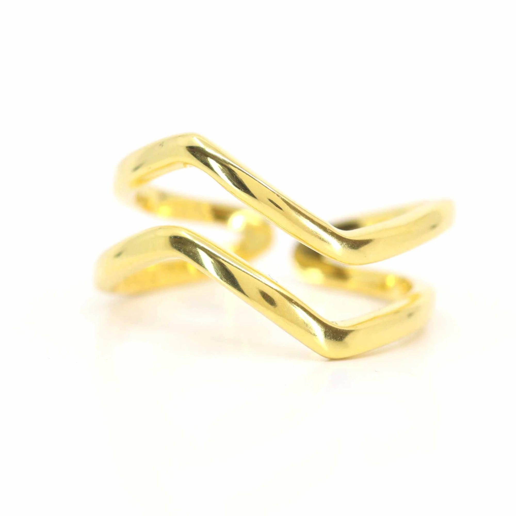 Serene Waves 18K Gold Plated Adjustable 925 Silver Ring