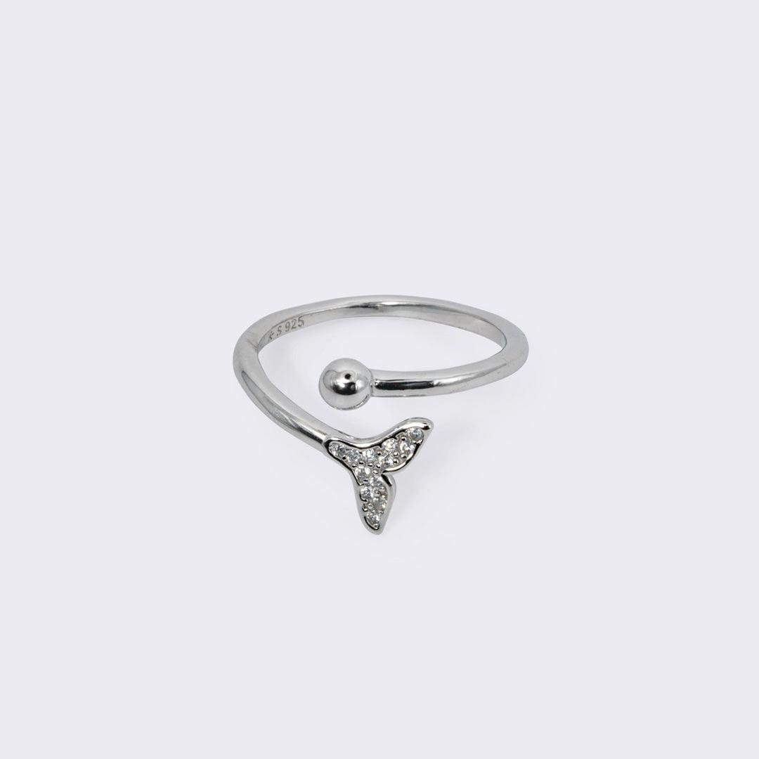 Silver Fin Freedom Rhodium Plated 925 Adjustable Ring