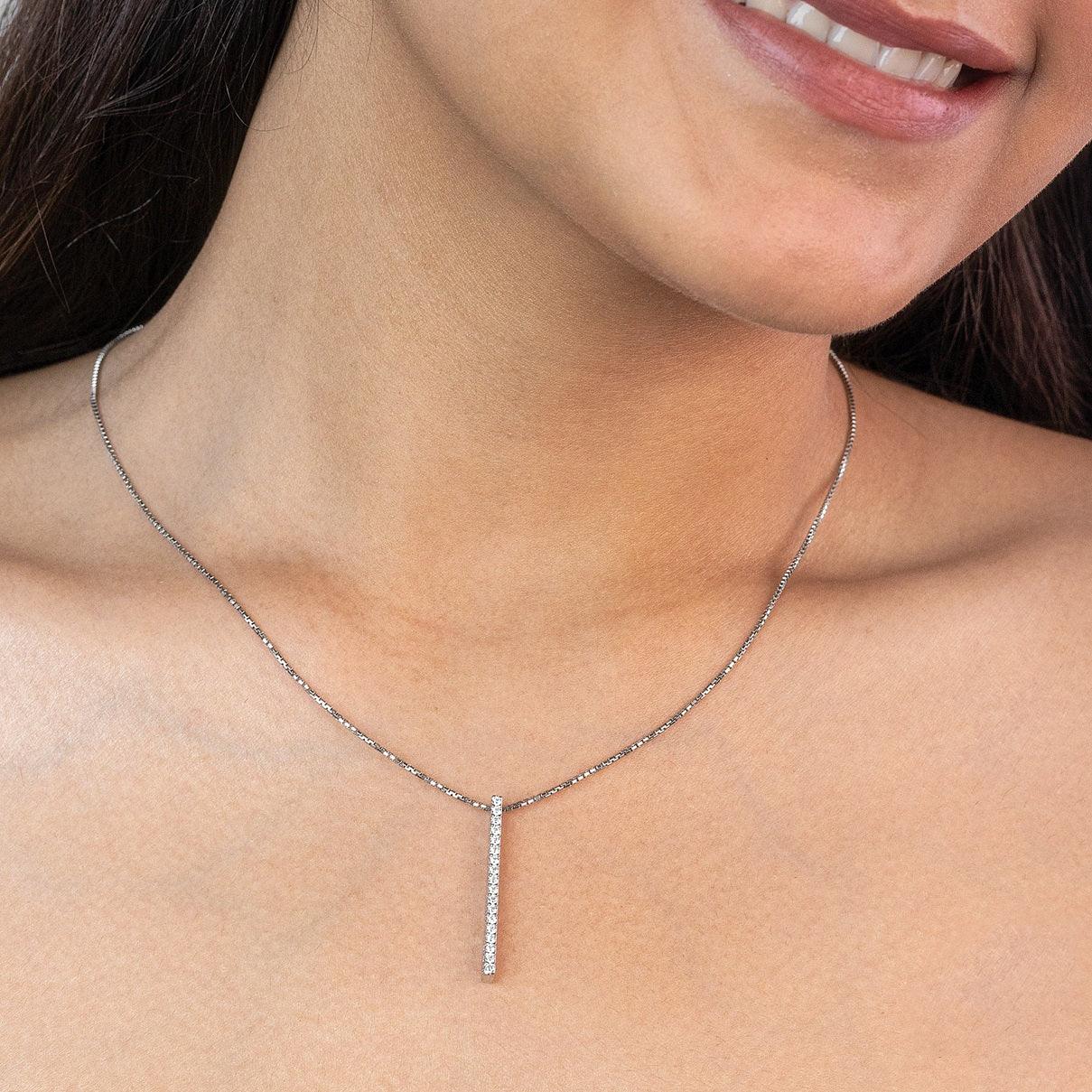 Sleek Element: 925 Silver Insignia Necklace