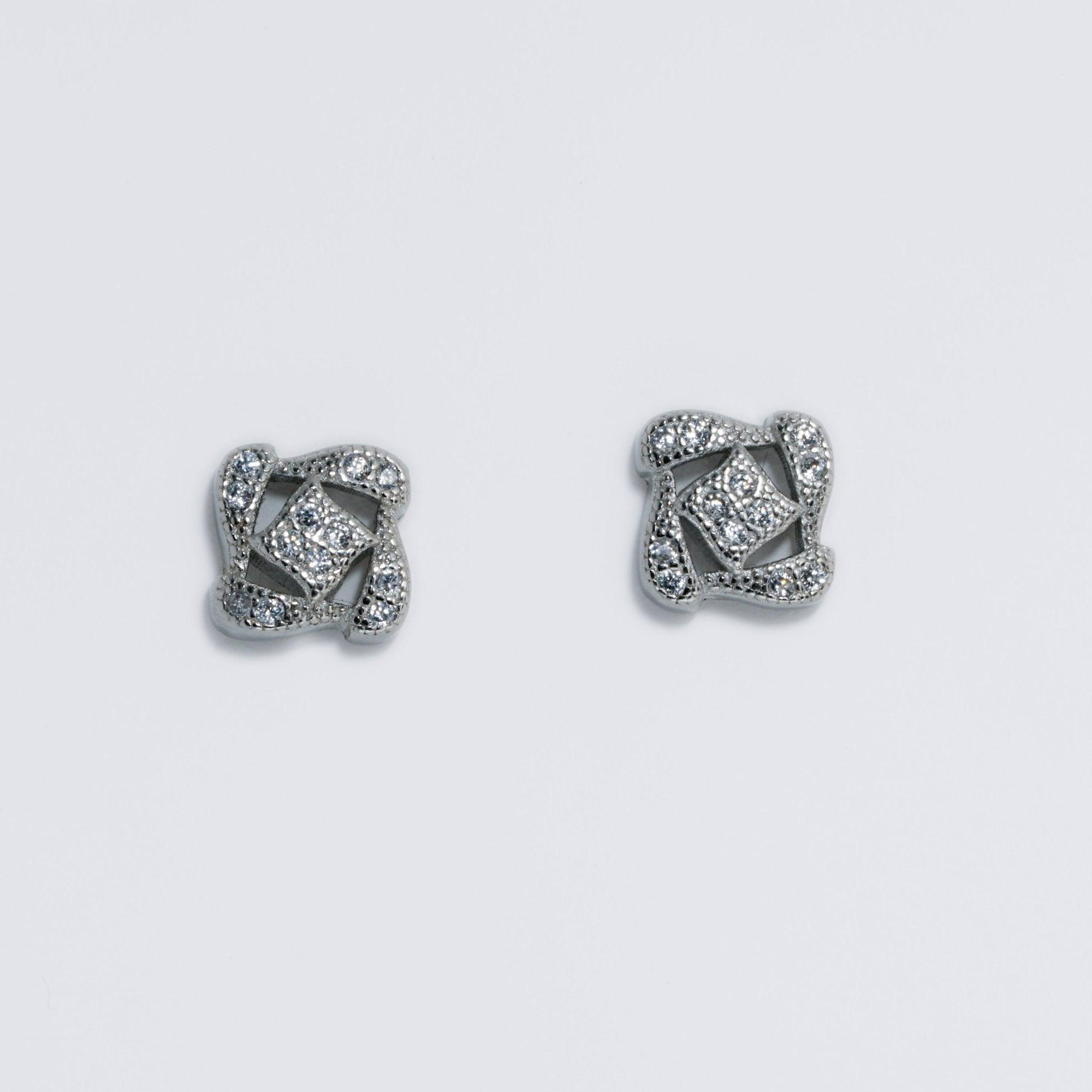 Square Stud Earrings 925 Silver