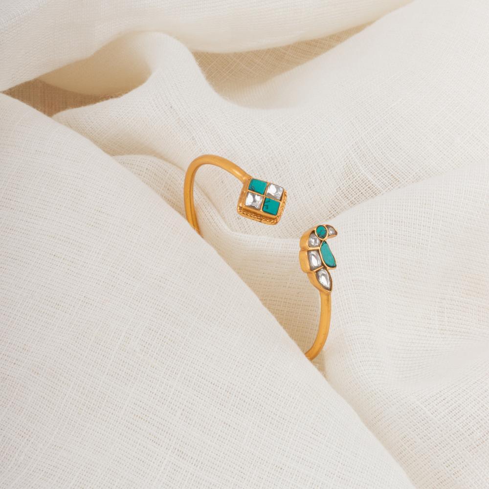 Polki Minimal 18 K Gold Plated 925 Silver Bracelet