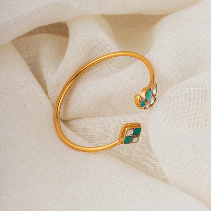 Polki Minimal 18 K Gold Plated 925 Silver Bracelet