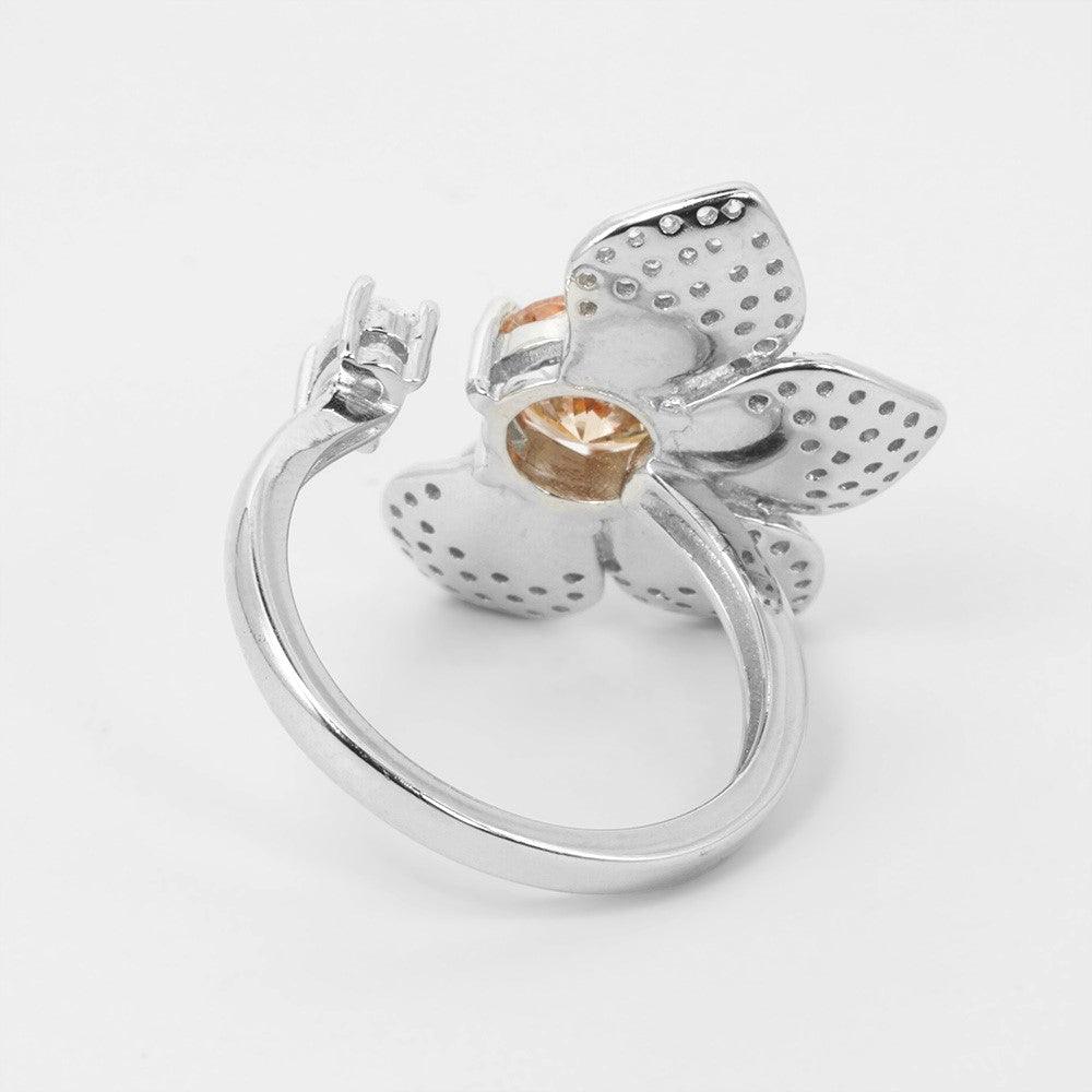 Allen Rings Flower Champagne Blooms: Flower Ring with Center Stone