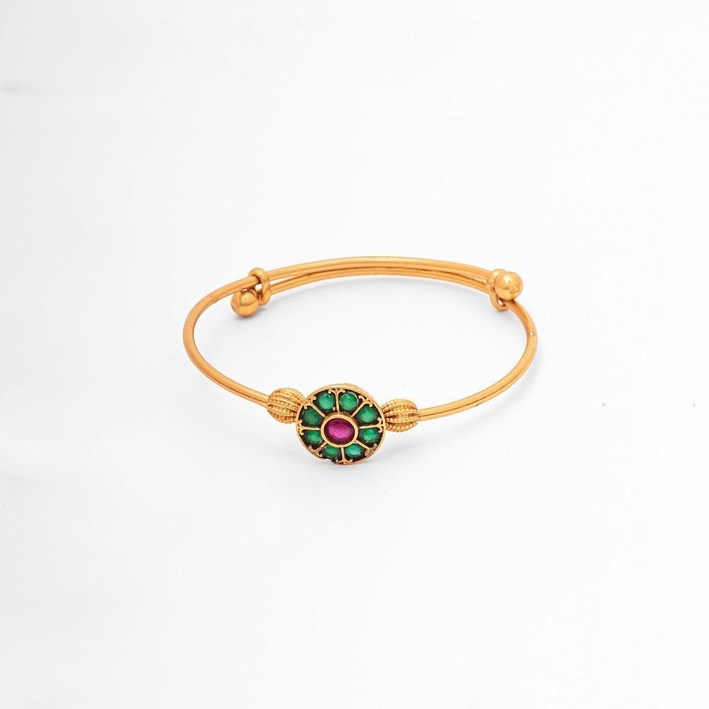 Polki Fusion 18K Gold Plated Adjustable 925 Silver Bracelet